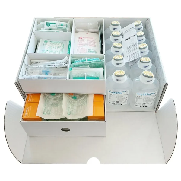 Das Bild zeigt die geöffnete Infusions Box Vitamin C
