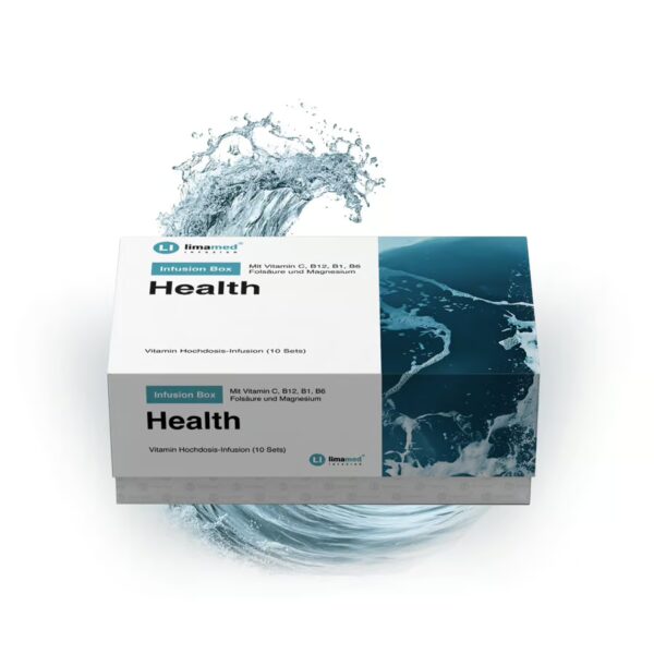 Das Bild zeigt die Health Box auf einer Welle und dient als Hauptproduktbild.